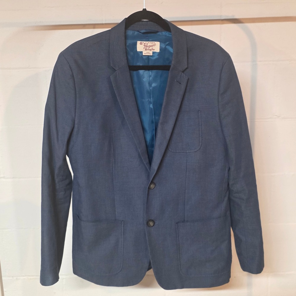 Vintage 90s Original Penguin Blue Textured 2-Button‎ Blazer Sport Coat Size L